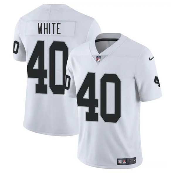 Men & Women & Youth Las Vegas Raiders #40 Devin White White 2025 Vapor Stitched Jersey